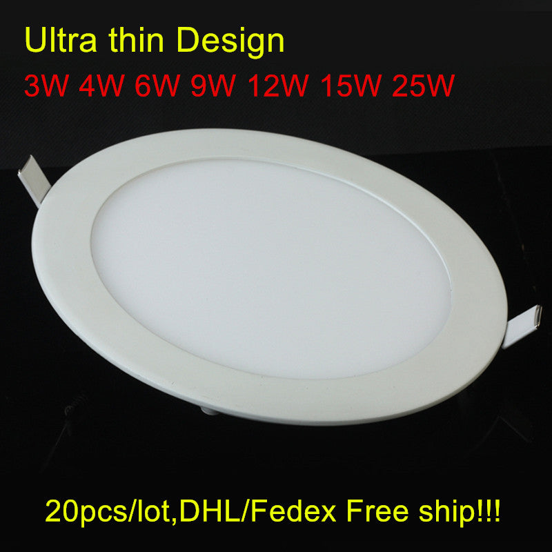 Led Down Light 6W 9W 12W 15W 25W Led Ceiling Downlight AC85-265V Ultra thin Round Panel light 2 year warranty