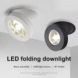 Black White Foldable Surface Mounted LED Downlight Recessed Ceiling Light COB SpotLight