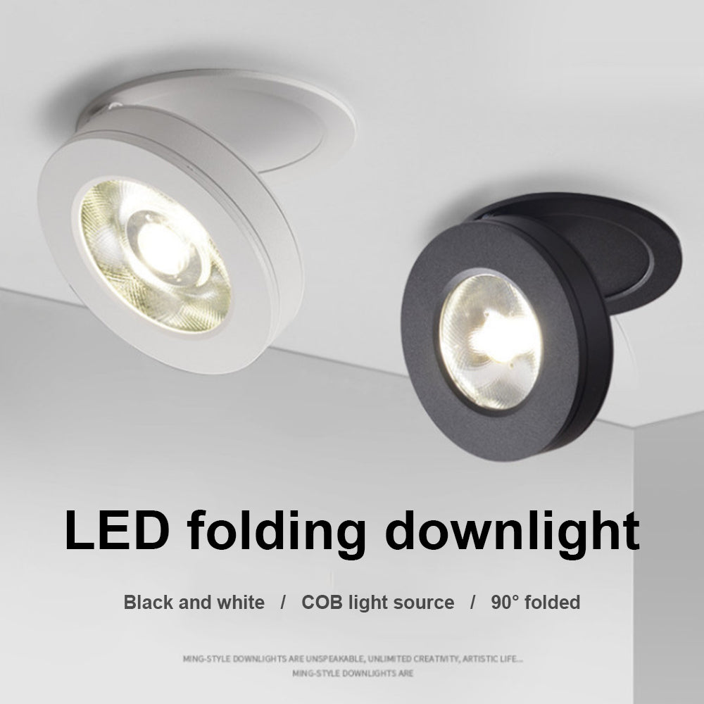 Black White Foldable Surface Mounted LED Downlight Recessed Ceiling Light COB SpotLight