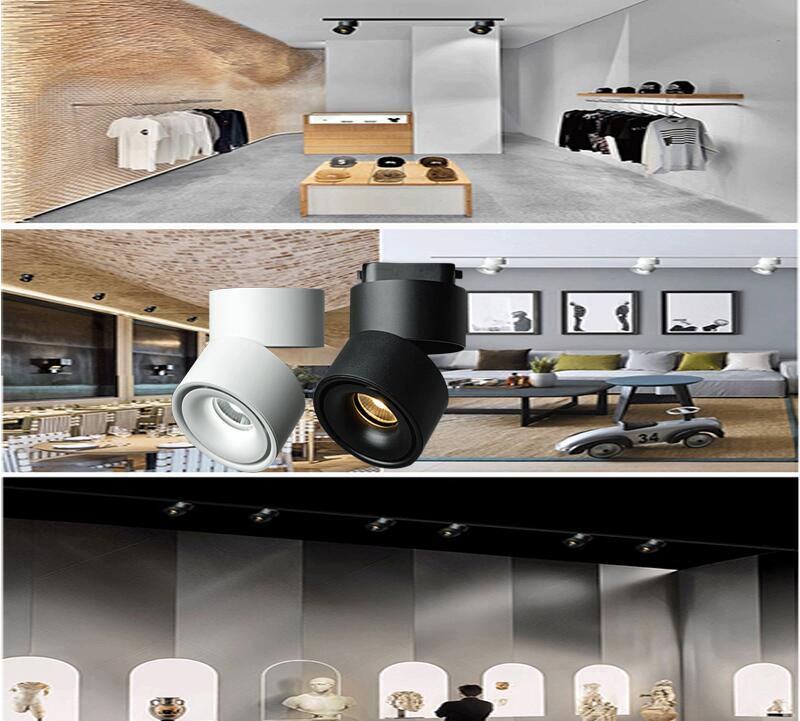 YRANK Mounted 15W 20W COB LED Dimmable Adjustable Recessed Ceiling Lamps Indoor Spot Downlights Black/White Body