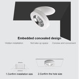 Black White Foldable Surface Mounted LED Downlight Recessed Ceiling Light COB SpotLight
