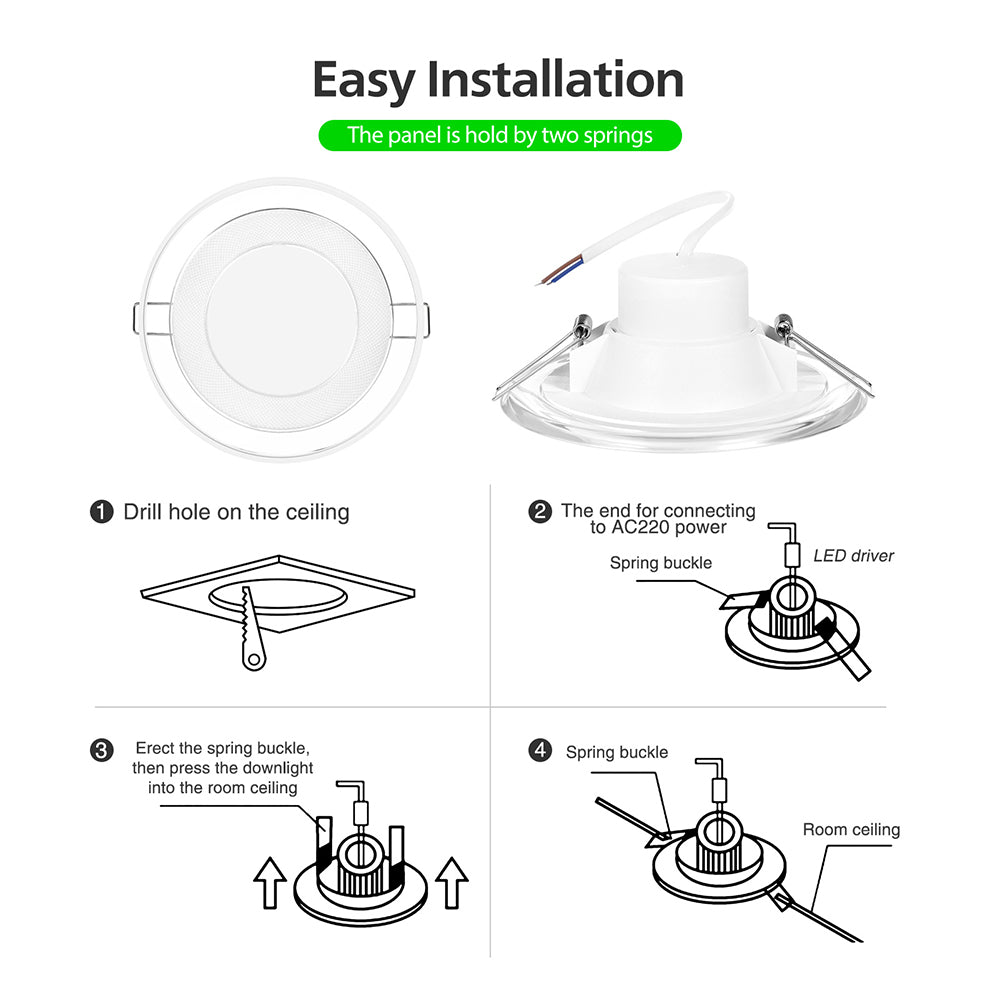 LED Downlight 5W LED Lamp 220V Spotlight Recessed Round Panel Light 3 Colors Changeable Indoor Lighting Down light