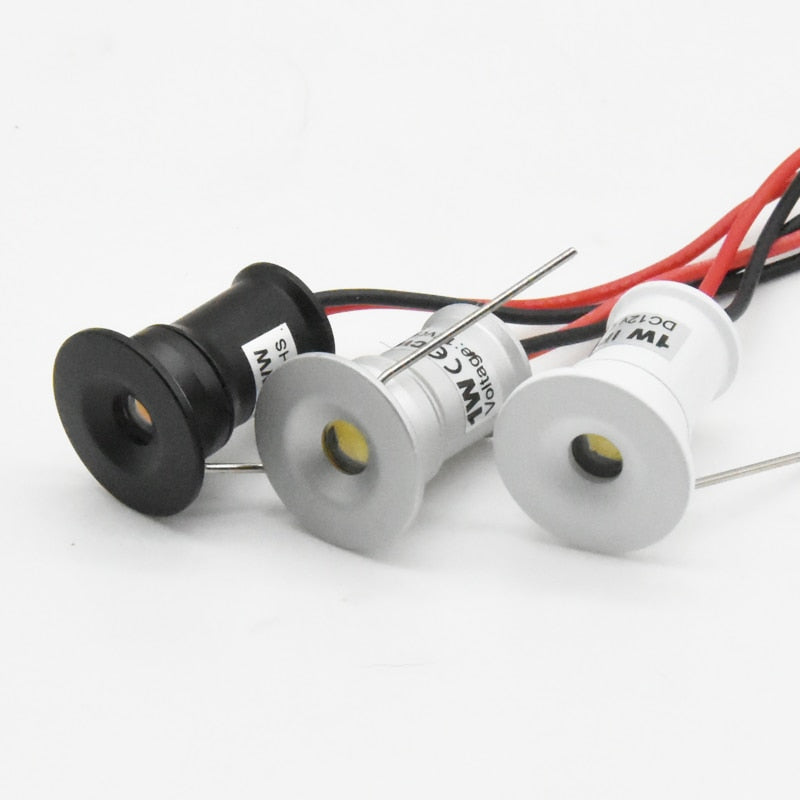 White Black RGB Dimmable IP65 1W 12V LED Downlight 15mm Ceiling Lighting Hotel Kitchen Sauna Ceiling Spot Lamp