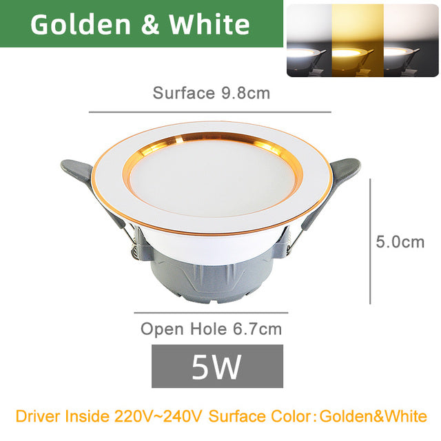 Kaguyahime 10 Pcs Downlight LED Natural White/Warm/Cold White 5W 3W Downlights AC 220V 240V Silver Indoor Round Recessed Lighting