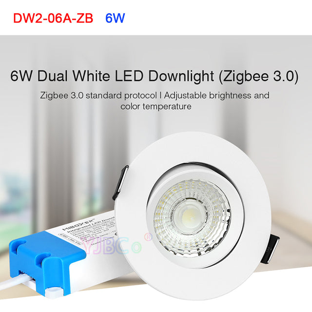 Miboxer LED Downlight 110V 220V Zigbee 3.0 Remote/APP/Voice Control Panel lamp Zigbee 3.0 6W/12W Round Ceiling Light Dual White