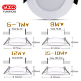 Aluminum Round Led Downlights 3 emitting color changeable Led Panel Light AC220-265V Recessed LED Ceiling down lights