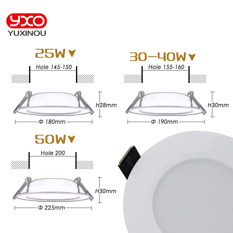 Aluminum Round Led Downlights 3 emitting color changeable Led Panel Light AC220-265V Recessed LED Ceiling down lights