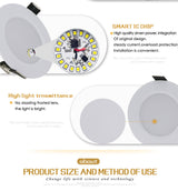 Aluminum Round Led Downlights 3 emitting color changeable Led Panel Light AC220-265V Recessed LED Ceiling down lights