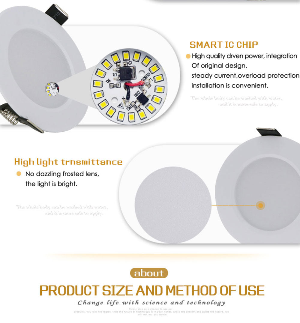 Aluminum Round Led Downlights 3 emitting color changeable Led Panel Light AC220-265V Recessed LED Ceiling down lights