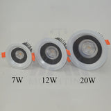 New Aluminum Dimmable Led Downlights COB AC85-265V 7w 12w 20w led ceiling downlight round ceiling spot light lamp with driver