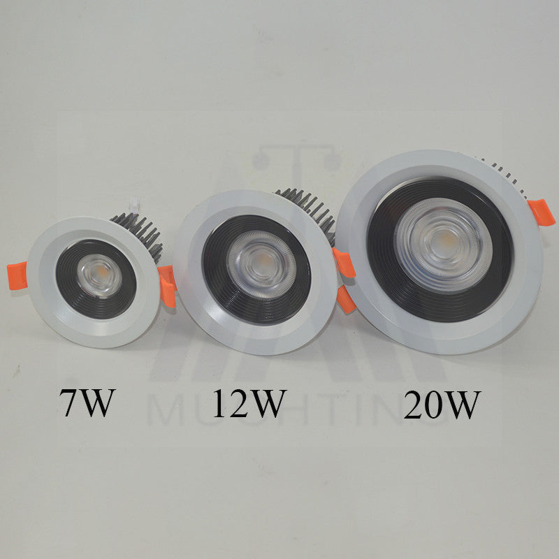 New Aluminum Dimmable Led Downlights COB AC85-265V 7w 12w 20w led ceiling downlight round ceiling spot light lamp with driver