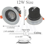 New Aluminum Dimmable Led Downlights COB AC85-265V 7w 12w 20w led ceiling downlight round ceiling spot light lamp with driver