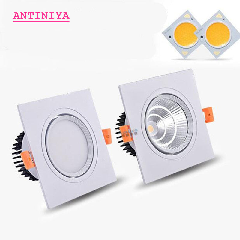 Dimmable High Quality Recessed LED Downlights 7W 9W 12W 15W 18W COB Spot Light AC85-265V Ceiling Lamp Square Panel Light