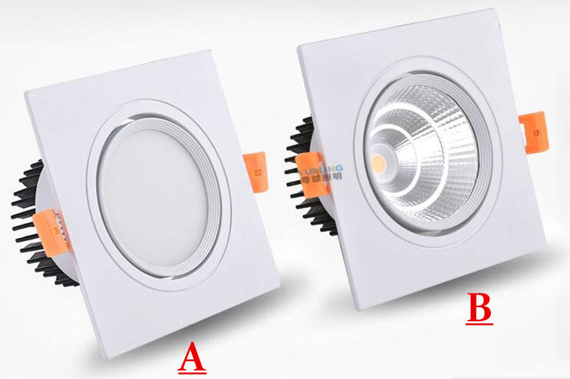 Dimmable High Quality Recessed LED Downlights 7W 9W 12W 15W 18W COB Spot Light AC85-265V Ceiling Lamp Square Panel Light