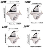 Dimmable Embedded retractable LED COB Ceiling 10W 15W 20W 30W AC85-265V adjustable 360 Degree LED Trunk Downlight Home lighting