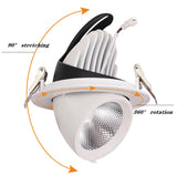 Dimmable Embedded retractable LED COB Ceiling 10W 15W 20W 30W AC85-265V adjustable 360 Degree LED Trunk Downlight Home lighting