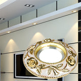 European Style Golden Rose Pattern Resin Led Embedded Downlight Living Room Restaurant Corridor Loft 5W 7W Recessed Spot Lamp