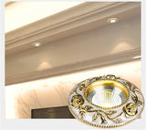 European Style Golden Rose Pattern Resin Led Embedded Downlight Living Room Restaurant Corridor Loft 5W 7W Recessed Spot Lamp