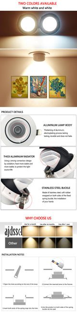 Trunk Downlight COB Ceiling 10W 15W 30W LED Dimmable AC110V/220V85-265V Adjustable recessed led Indoor Light cob led downlight