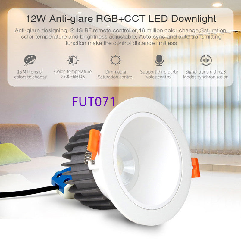 Miboxer Anti-glare RGB+CCT LED Downlight 6W 12W 18W Smart Led Ceiling Lamp AC100~240V For Living Room