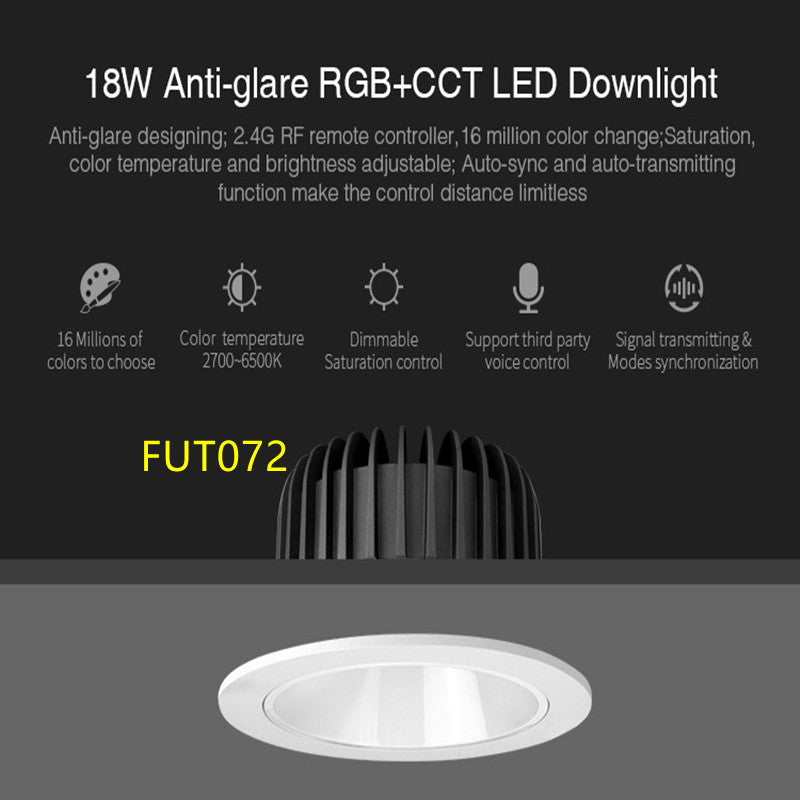 Miboxer Anti-glare RGB+CCT LED Downlight 6W 12W 18W Smart Led Ceiling Lamp AC100~240V For Living Room