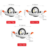 Round 360 Angle Adjustable LED COB Recessed Downlight Black/White 5W 7W 10W 12W 15W 18W LED Ceiling Spot Light Pic Background