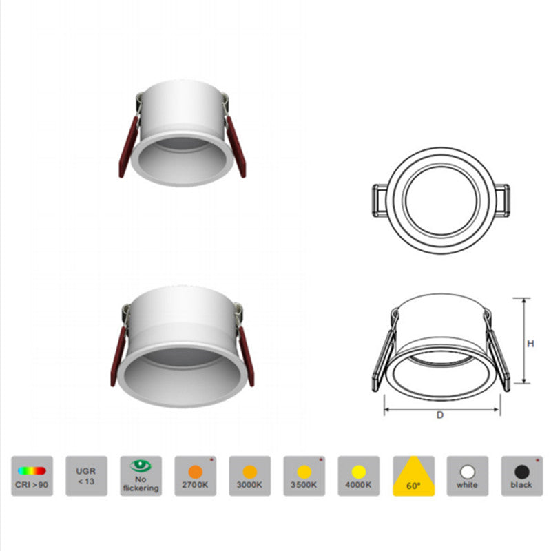 New Deep-glare LED Recessed Downlight Dimmable 5W 7W 10W 12W 15W 3000K/4000K/6000K Ceiling Spot Light With AC85-265V LED Driver