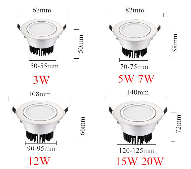 LED Downlight Super Bright Recessed LED SPOT Dimmable COB 3W 5W 7W 12W 15W LED Spot light LED Decoration Ceiling Lamp AC110 220V