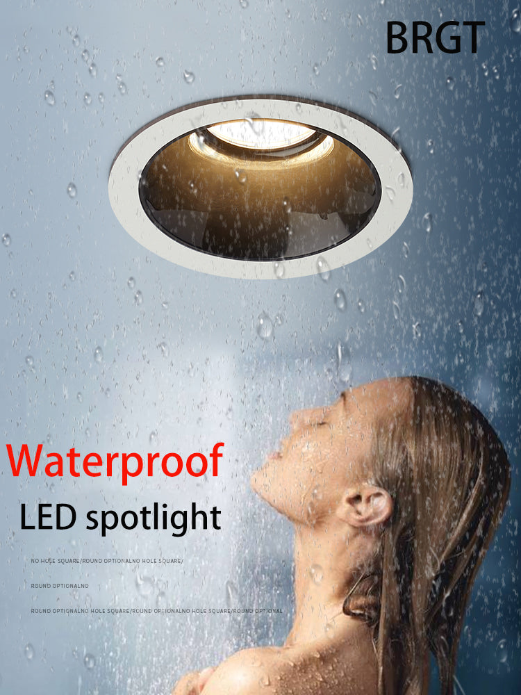 BRGT Led Waterproof Spotlight Round Recessed 7W 12W Ceiling Downlight Aluminum IP65 Spot Focos Lamp For Kitchen Bathroom Lighting