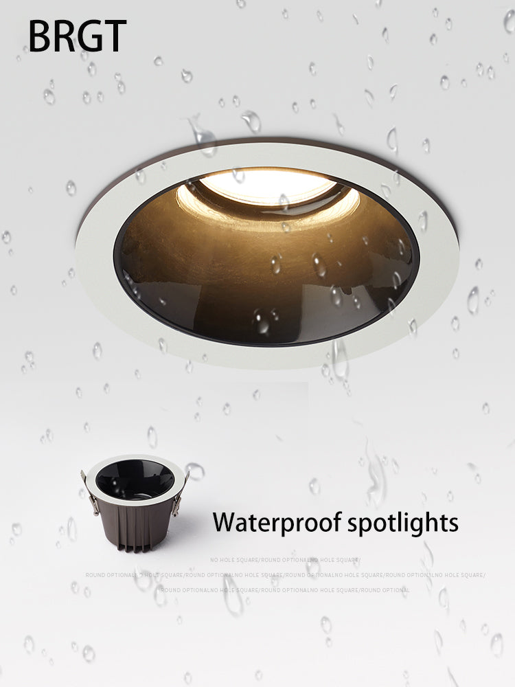 BRGT Led Waterproof Spotlight Round Recessed 7W 12W Ceiling Downlight Aluminum IP65 Spot Focos Lamp For Kitchen Bathroom Lighting