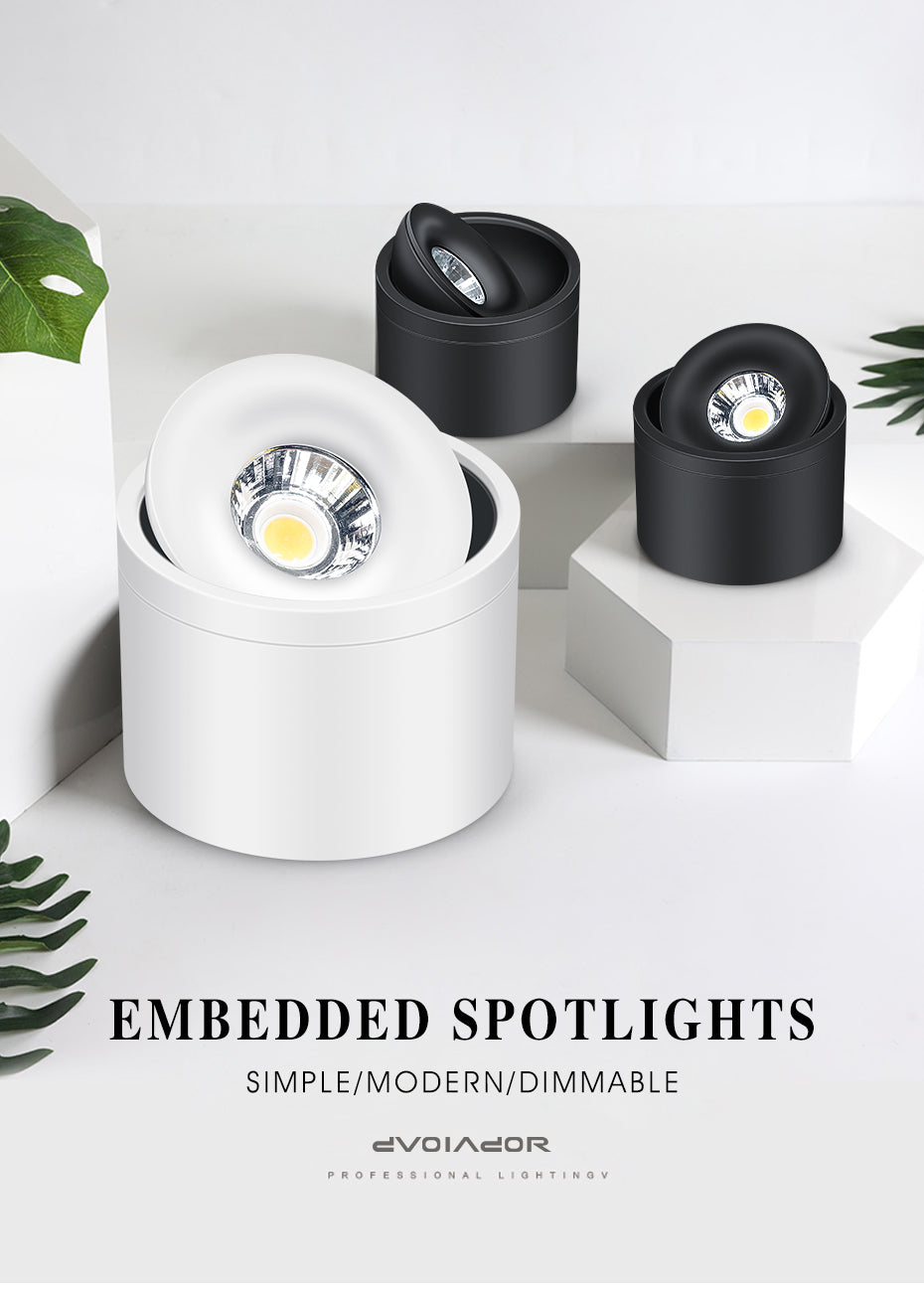 LED Downlight Dimmable 5W 7W 9W 15W 360 Degrees Rotatable Led Surface Mounted Ceiling Light Spotlight Interior Decoration Light