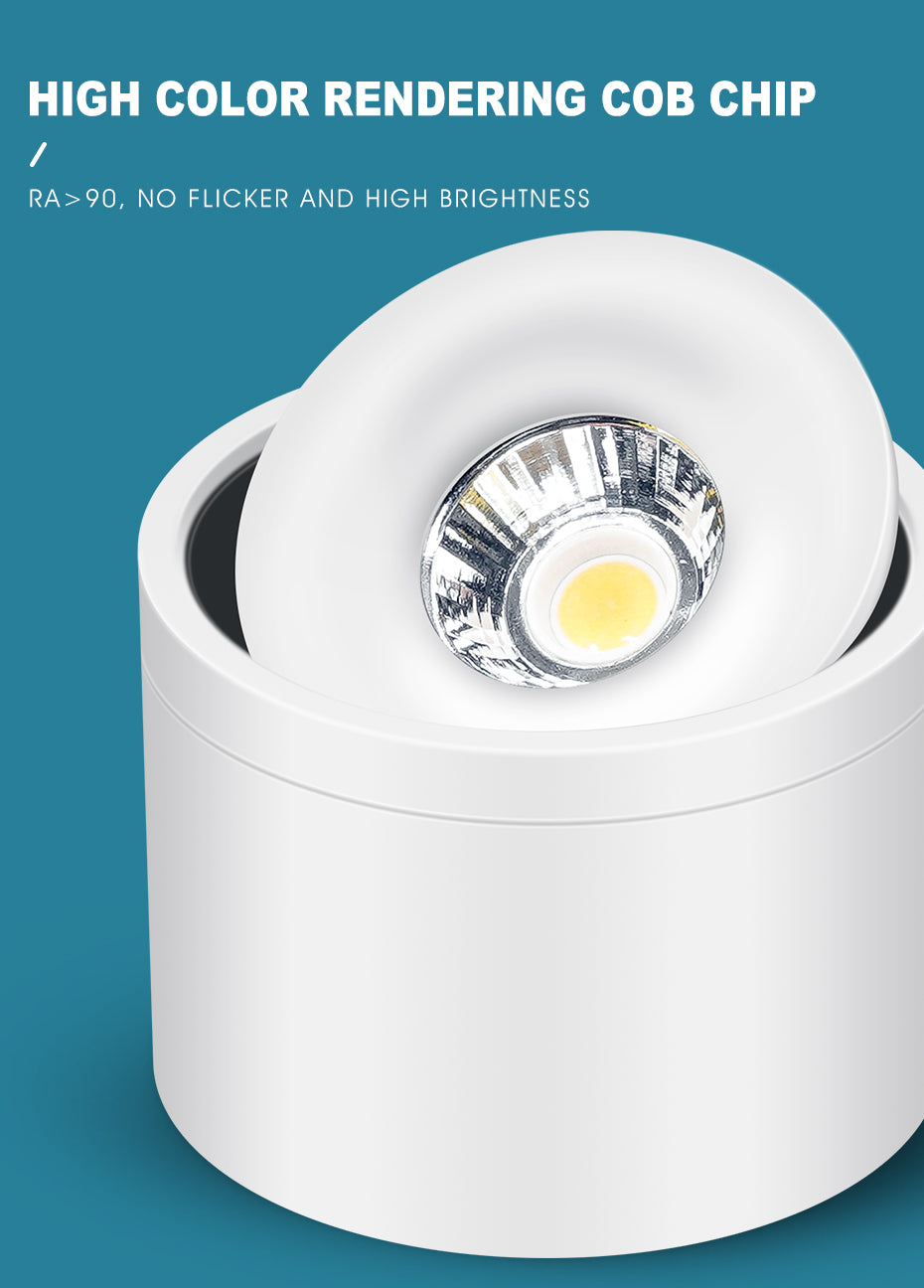 LED Downlight Dimmable 5W 7W 9W 15W 360 Degrees Rotatable Led Surface Mounted Ceiling Light Spotlight Interior Decoration Light