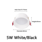 LED COB Recessed Downlight Deep Glare AC110 220V Dimmable 5W 7W 9W 12W 15W 20w 25W Round Black White LED Ceiling Spot Light