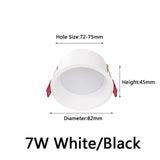 LED COB Recessed Downlight Deep Glare AC110 220V Dimmable 5W 7W 9W 12W 15W 20w 25W Round Black White LED Ceiling Spot Light