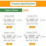 LED Downlight Spot 3W 5W 9W 12W 15W 18W AC 220V 240V White Ultra Thin OK-B 10pcs/Lot Aluminum Round Recessed LED Spot Lighting