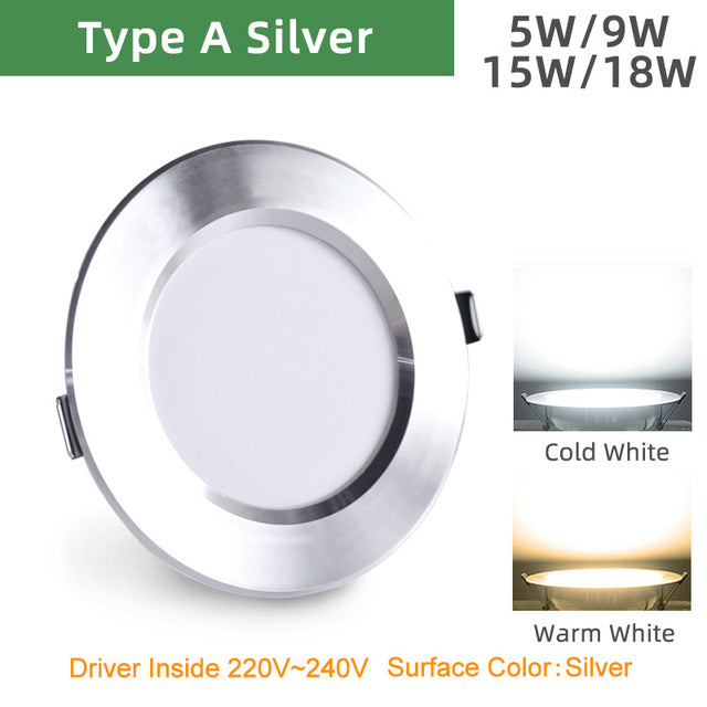 LED Downlight Spot 3W 5W 9W 12W 15W 18W AC 220V 240V White Ultra Thin OK-B 10pcs/Lot Aluminum Round Recessed LED Spot Lighting