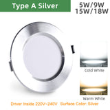 LED Downlight Spot 3W 5W 9W 12W 15W 18W AC 220V 240V White Ultra Thin OK-B 10pcs/Lot Aluminum Round Recessed LED Spot Lighting