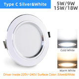 LED Downlight Spot 3W 5W 9W 12W 15W 18W AC 220V 240V White Ultra Thin OK-B 10pcs/Lot Aluminum Round Recessed LED Spot Lighting