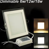 Dimmable LED Panel Downlight Square Glass AC85-265V Panel Lights SMD5630 High Brightness Ceiling Recessed Lamps For Home