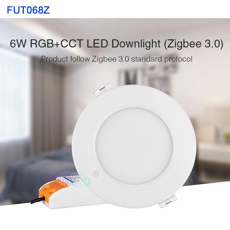 Miboxer FUT066Z/FUT068Z Zigbee 3.0 6W/12W RGB+CCT LED Downlight AC100~240V Zigbee 3.0 Remote/APP/Voice Control Round Panel lamp