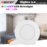 Miboxer FUT066Z/FUT068Z Zigbee 3.0 6W/12W RGB+CCT LED Downlight AC100~240V Zigbee 3.0 Remote/APP/Voice Control Round Panel lamp
