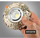 Art Deco Resin Golden Flower Pattern Cob Led Downlight 3W 5W 7W Indoor Home Living Room Aisle Recessed Spot Lamp 8Cm Hole 220V