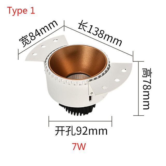 Modern Ceiling Downlight Recessed Anti Glare COB 5/7/10W LED Spotlight Bedroom Living Room Background Indoor Lighting Decor