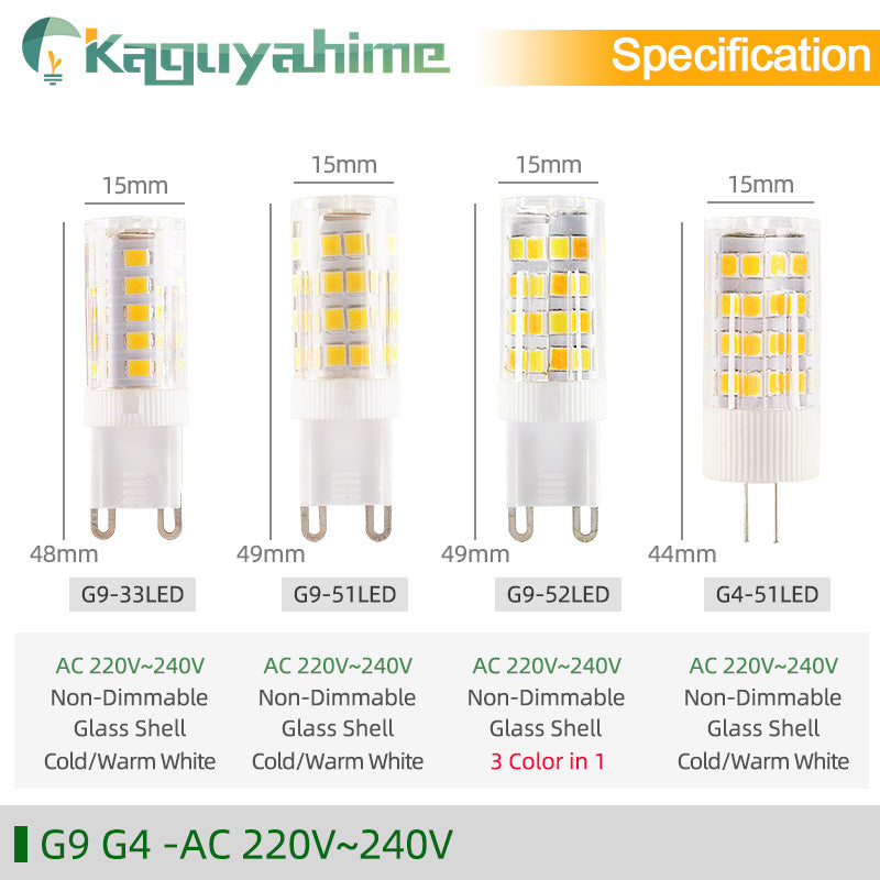 KPS  LED G4 G9 Bulb 7W 9W 12W 220V COB Glass Lamp Super Bright Constant Power Lamp Lighting Replacement Halogen