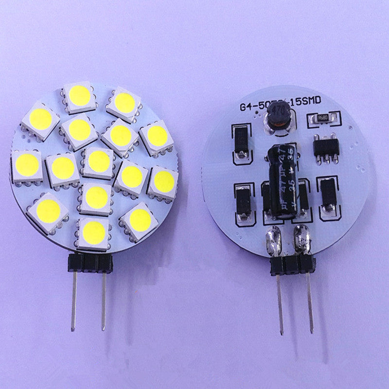 1PCS Free Shipping 3W G4 LED 5050 SMD 15leds 180 Degree Warm White LED Boat Light Bulb Lamp AC/DC 12V 24V DC G4 Spotlight lamp