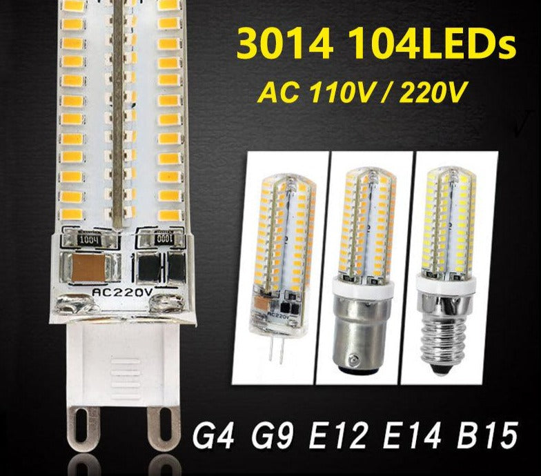 104LEDs G4 G9 E12 E14 B15 SMD 3014 AC 110V 220V Replace Halogen Lamp Light 360 Beam Angle LED Bulb Light Spotlight Chandelier - LED Lights For Sale : Affordable LED Solutions : Wholesale Prices