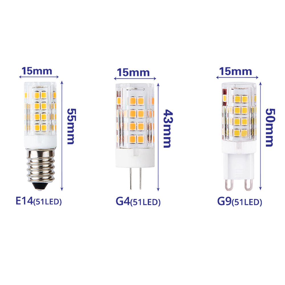G9 G4 E14 LED Bulb 5W AC220V LED Corn Lamp SMD 2835 51LEDs White / Warm white Replace halogen lamp 1PCS