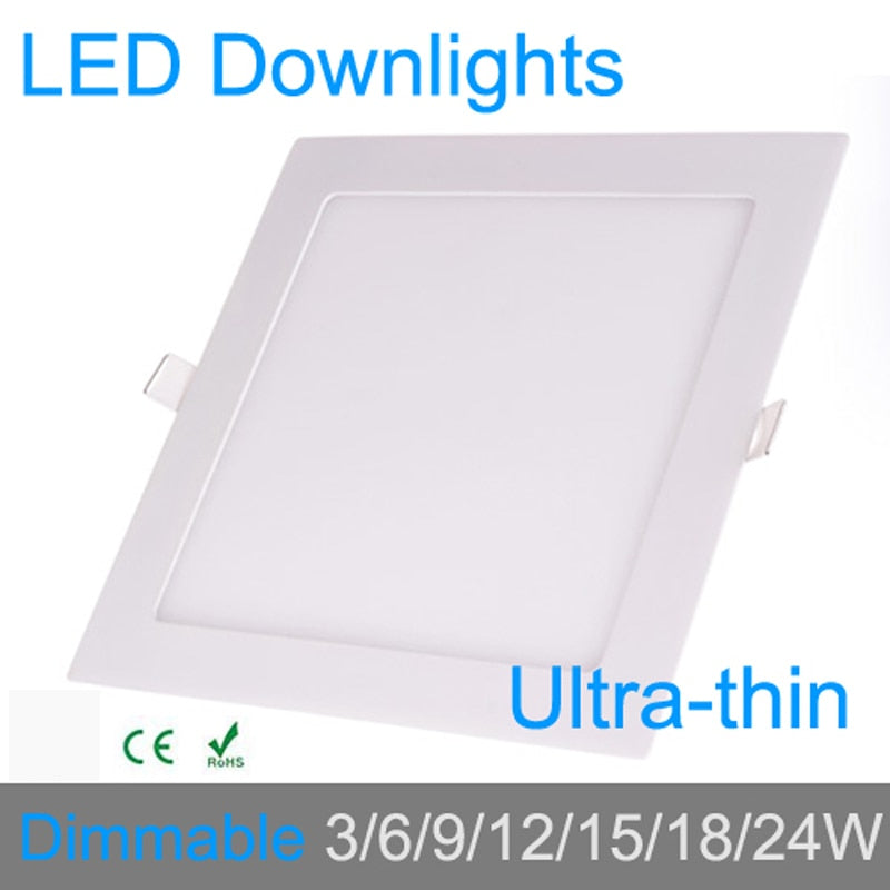 Ultra thin 3W 6W 9W 12W 15W 18W 24W dimmable LED downlight Square LED panel/panel light lamp 4000K for bedroom luminaire