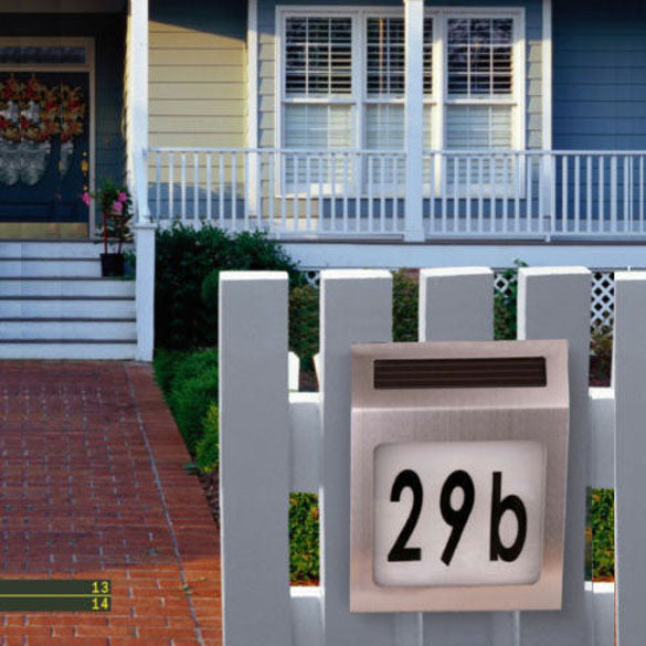 Solar LED Doorplate Light Stainless Steel Home Number Light