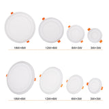 Ultra Slim 3/6/12/18W Round Concealed Dual Color LED Panel Light Cool White Lamp Acrylic Downlight AC 110V 220V